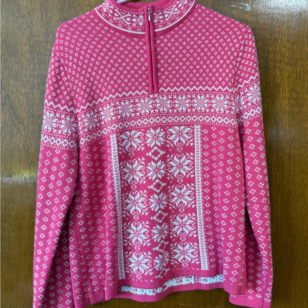 Coldwater Creek Pink and White Patterned Sweater